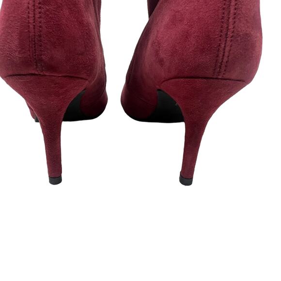 NWOB Stuart Weitzman Suede Maroon Red Cling Sock Heeled Boot Size 10.5 - Picture 8 of 11